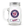WASHINGTON NATIONALS GLASS MASON JAR w/chocolate baseballs